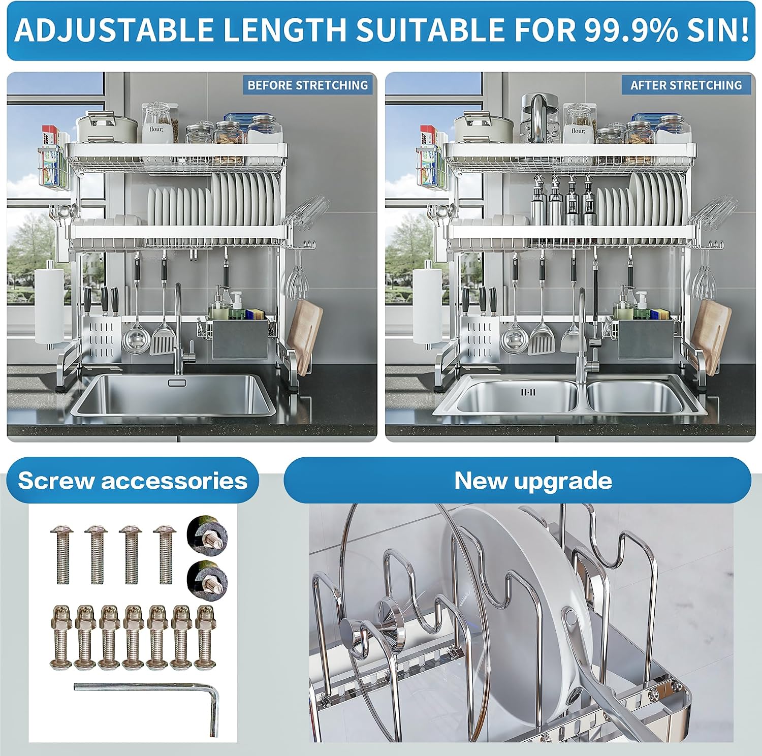 Detalle 2 de LIVOD 3-Tier Over-The-Sink Stainless Steel Dish Rack
