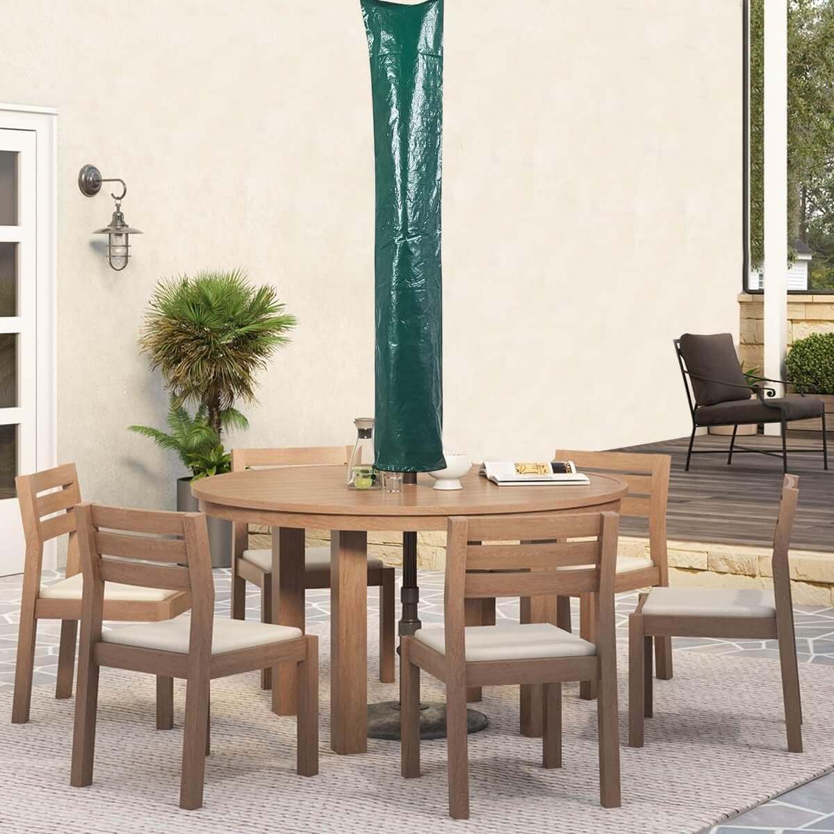 Thumbnail 1 de PATIO PLUS Parasol Cover for Garden Umbrellas (160x24x24cm) – Waterproof, Windproof Polyethylene Fabric, Green