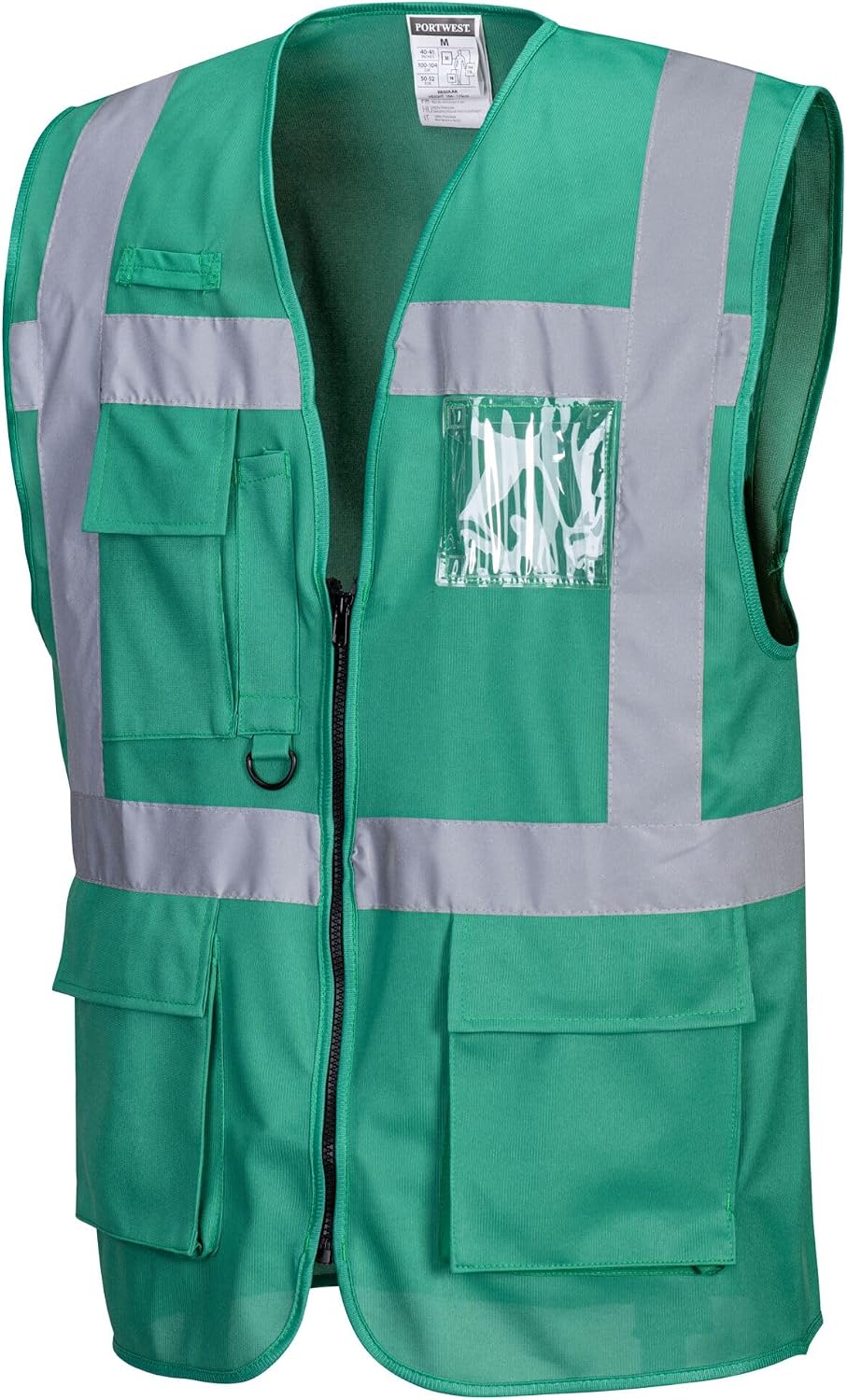 Detalle de Portwest F476BGRL Gilet Executive Iona verde (L) con bande riflettenti e 7 tasche