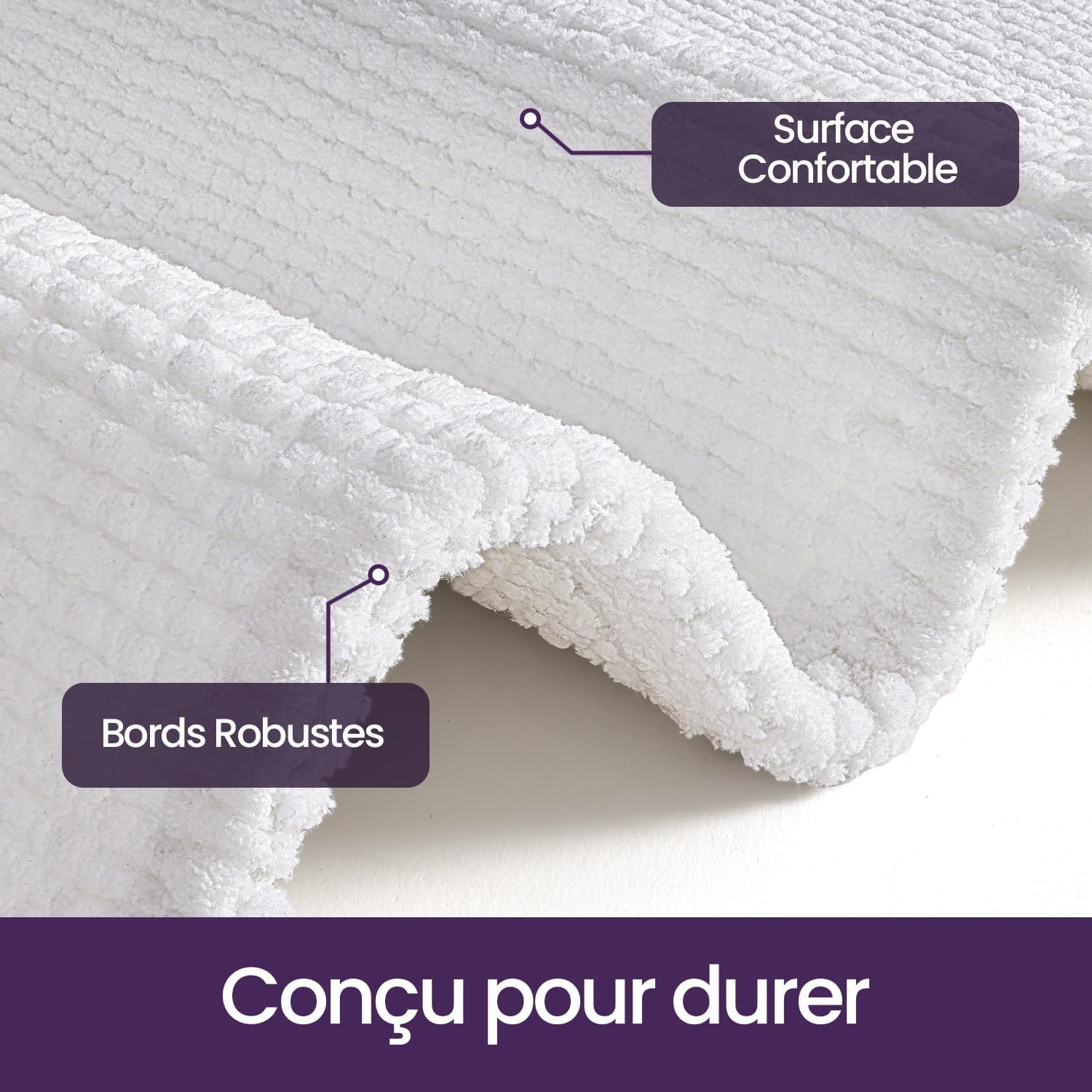 Thumbnail 6 de Tapis de bain DEXI 60 x 90 cm en chenille antidérapant, blanc