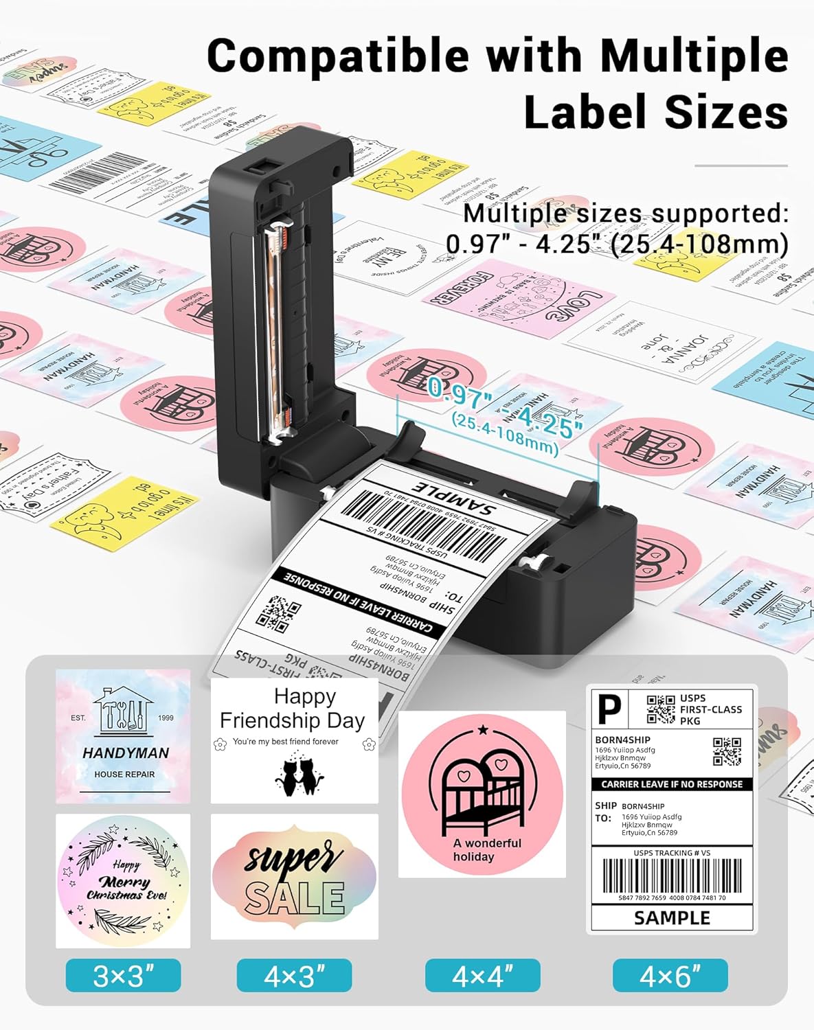 Detalle de BORN4SHIP 4x6 USB Thermal Printer for Shipping Labels