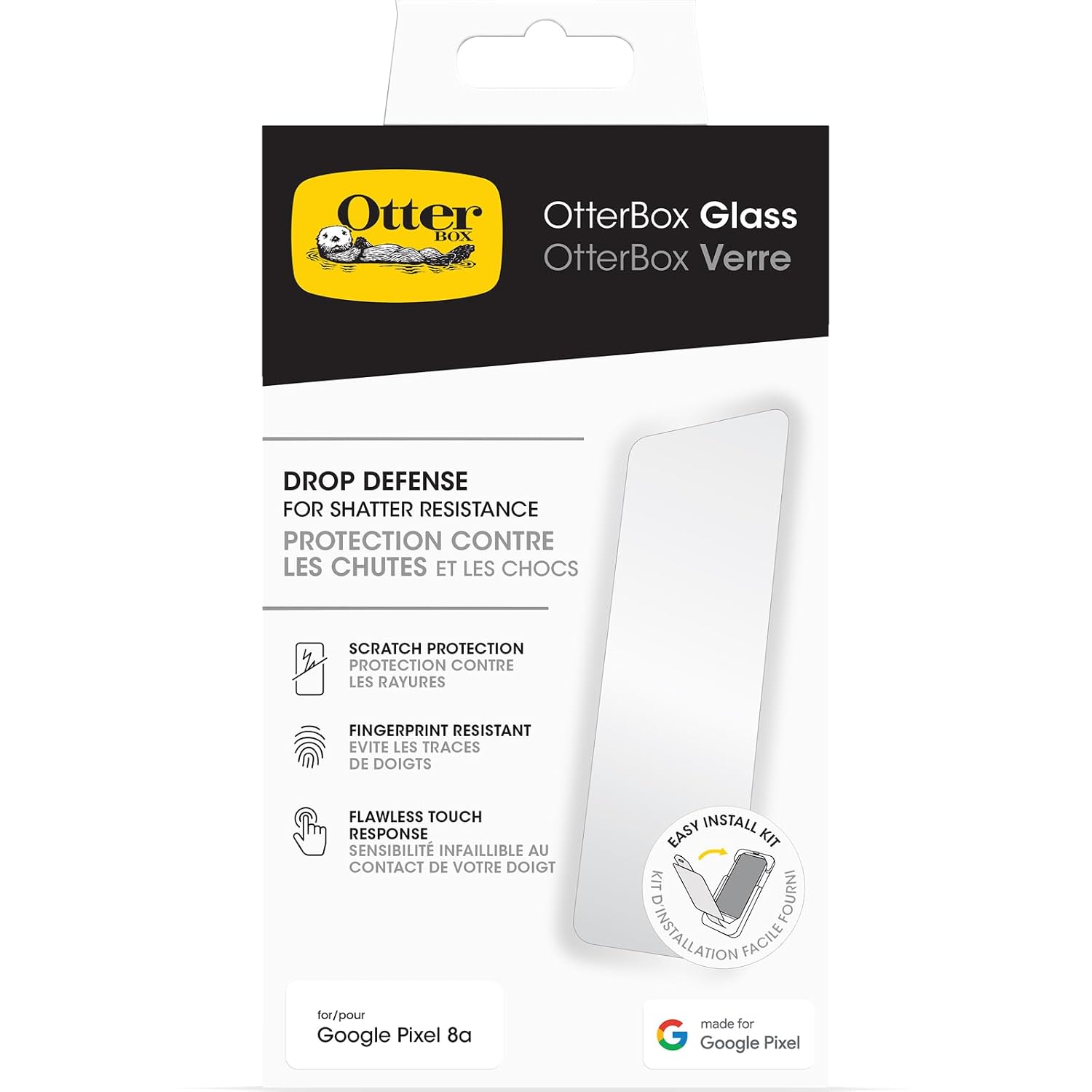 Detalle de OtterBox Glass in vetro temperato per Google Pixel 8a: pellicola trasparente anti-graffi e anti-impatto