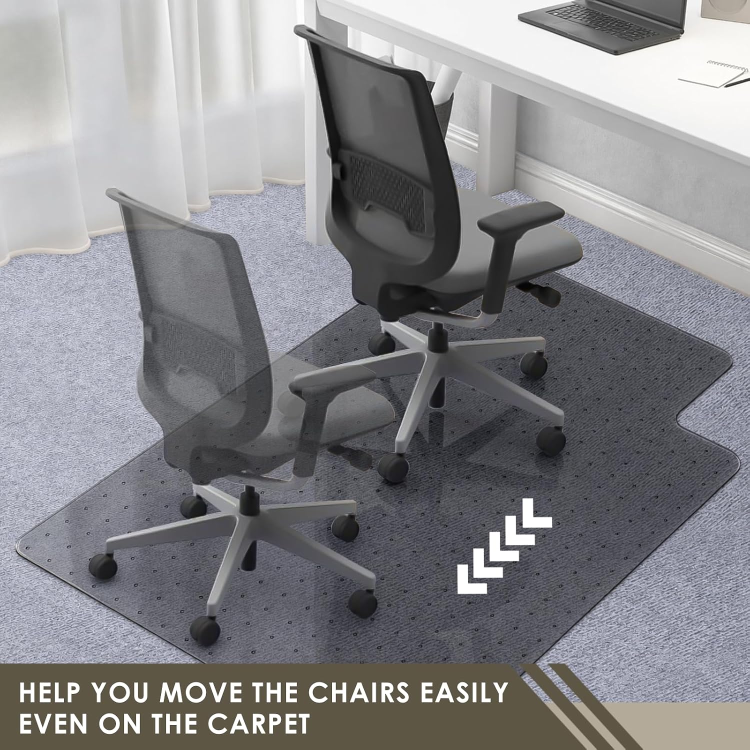 Detalle de Azadx AZDPET-01 Heavy Duty PET Chair Mat for Carpet, 32" x 48