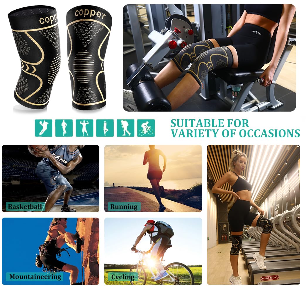 Thumbnail 4 de Qishytio Copper Compression Knee Sleeves, 3X-Large, 2-Pack with Anti-Slip Grip