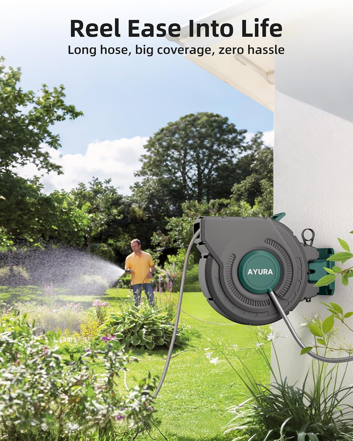 Thumbnail 1 de AYURA Retractable Garden Hose Reel 100 ft