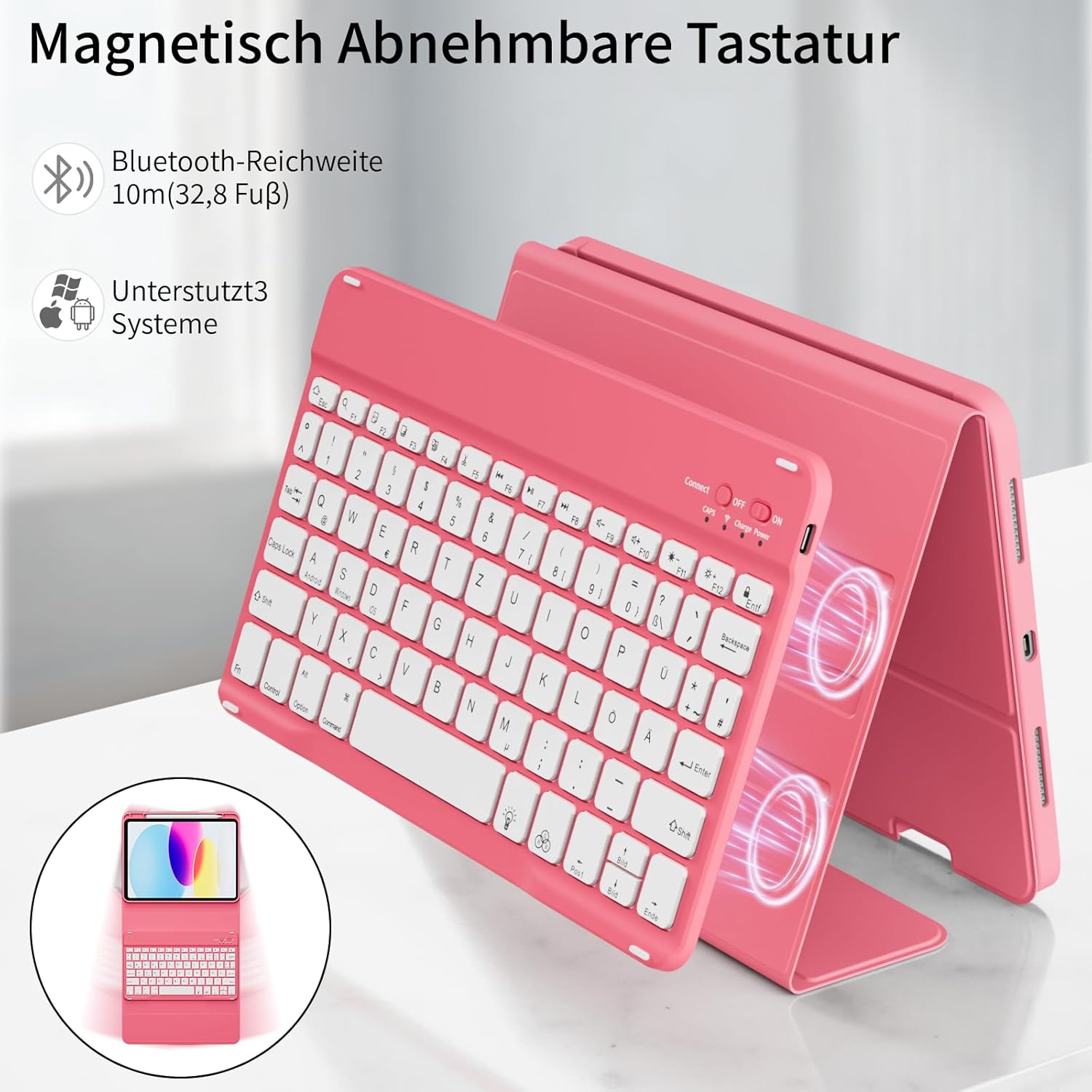 Thumbnail 4 de GKABXY Hülle mit Tastatur für iPad A16 11. Gen. & iPad 10. Gen (11/10,9 Zoll) – 7 Farben Beleuchtet, Stifthalter