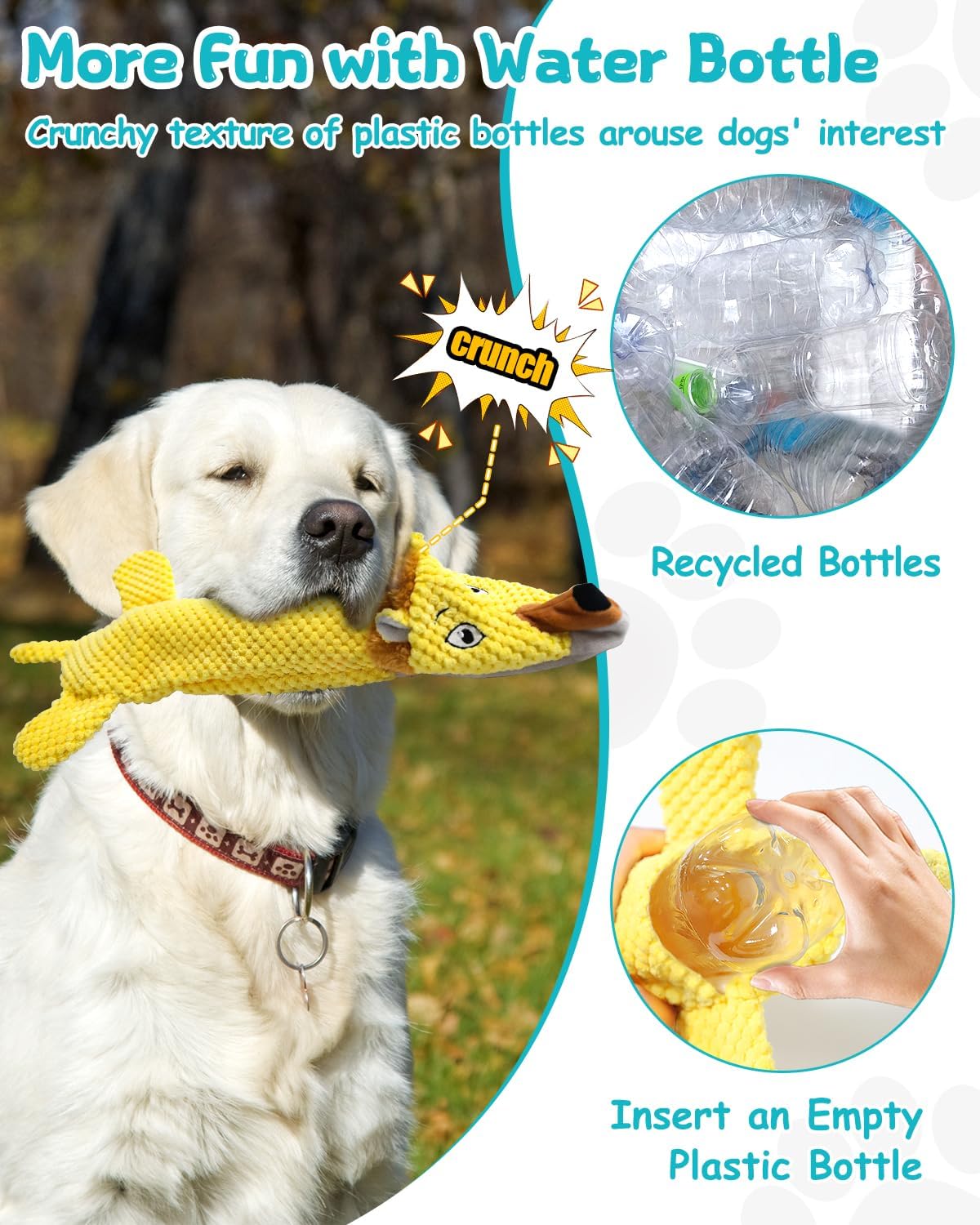 Detalle 1 de TONGKTAI Squeaky No Stuffing Dog Toys 3 Pack