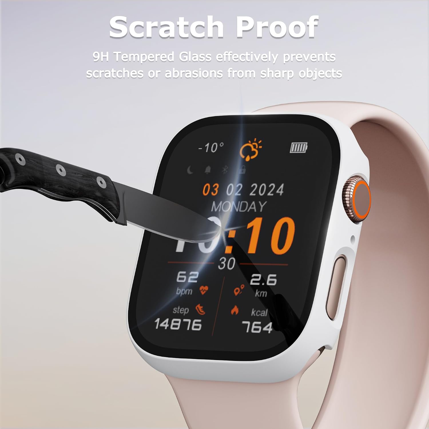 Thumbnail 6 de LINTEKER 2 Pack Hard Case with 9H Tempered Glass Screen Protectors for Apple Watch 45mm (Series 9/8/7) – White