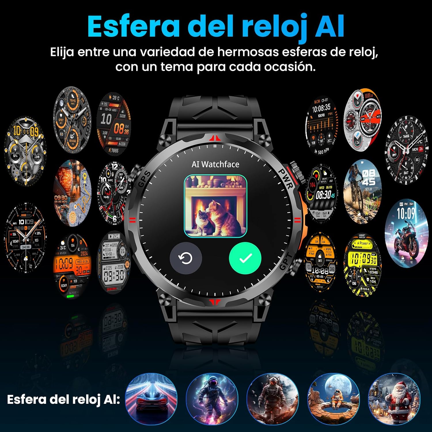 Thumbnail 4 de Mingdaln orologio intelligente militare con GPS, bussola e display AMOLED da 1,56” (GPT, Android e iOS) – Nero