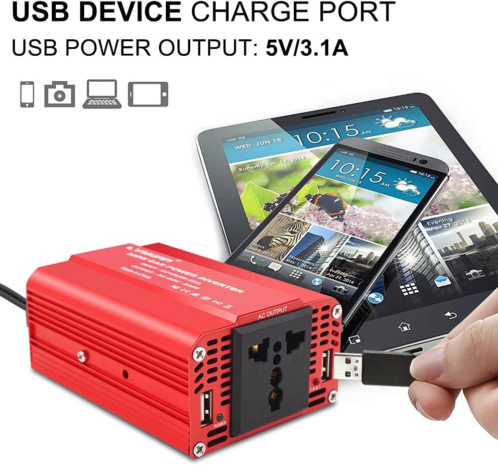 Thumbnail 6 de Cantonape 300W Car Power Inverter 12V to 230/240V with Dual USB Ports