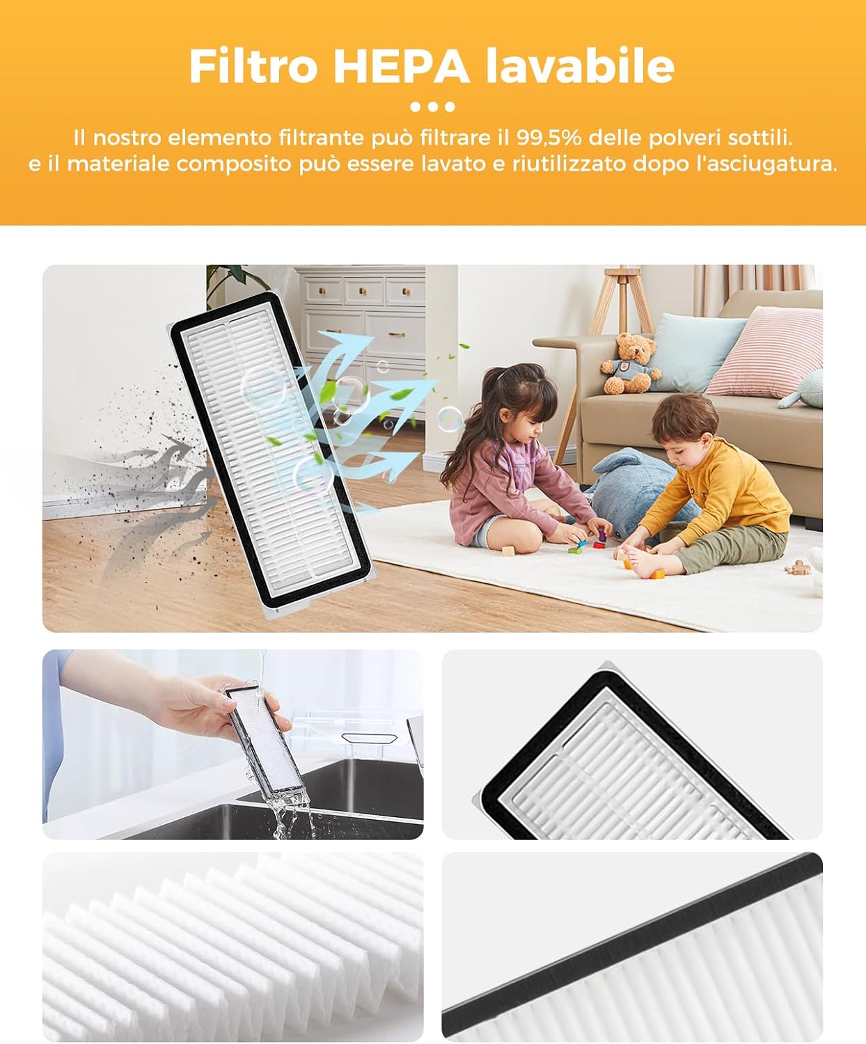 Detalle de 29 pezzi QV35A: kit accessori per Roborock QV 35A/QV 35S/Qrevo S Pro/QR 598/QR 798