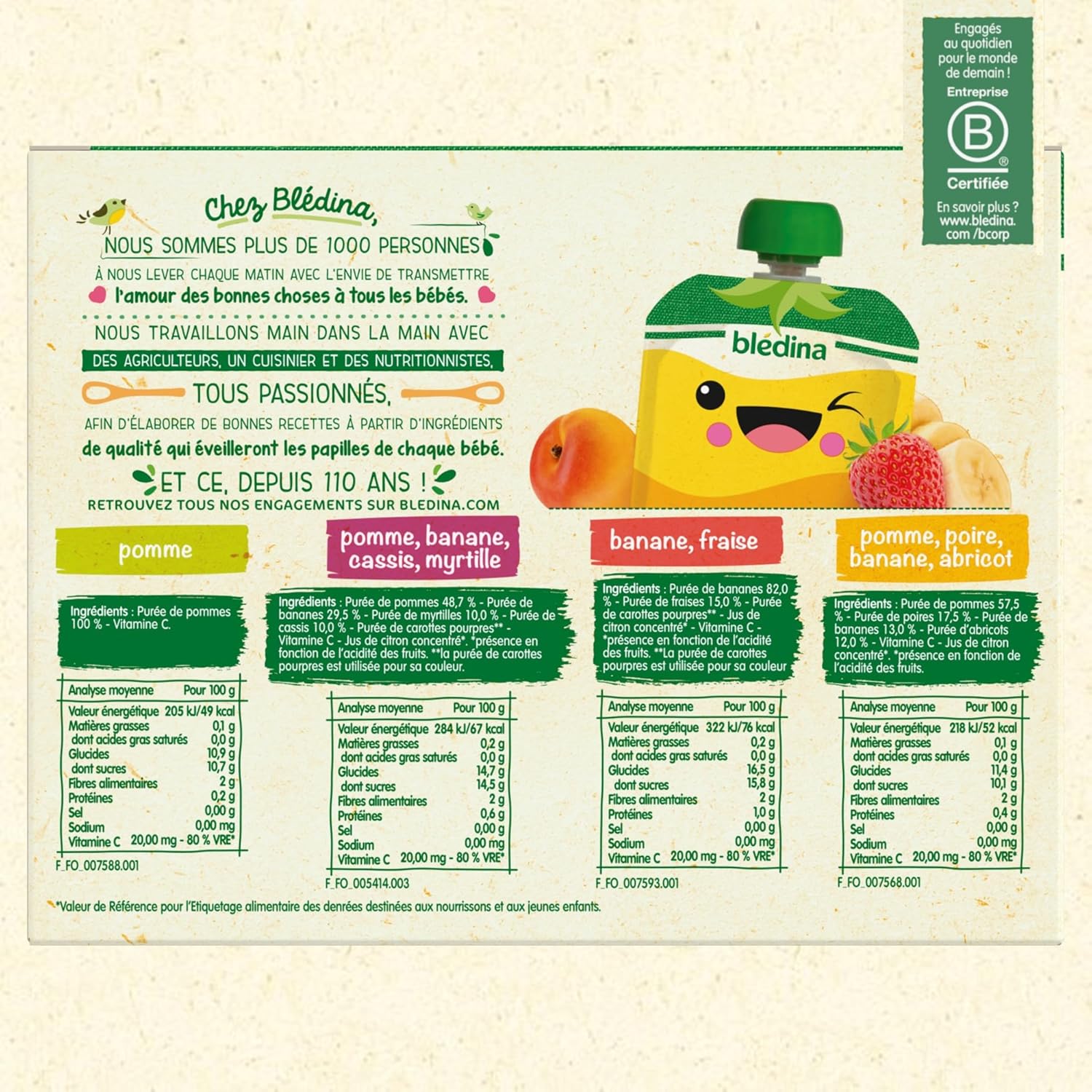 Detalle 2 de BLÉDINA Gourdes purées fruits 32x90 g 🍎
