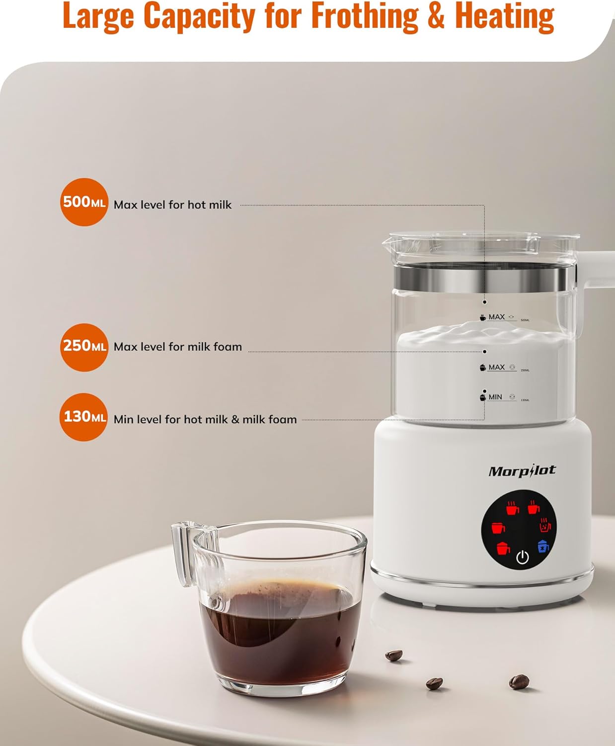 Thumbnail 2 de Morpilot Milk Frother 500ml — 6‑in‑1 milk steamer 🥛