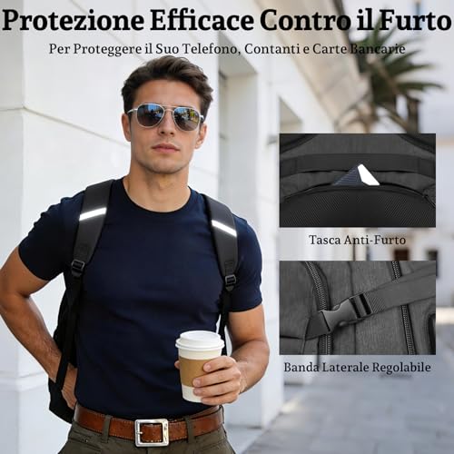Detalle de ANNMOR Zaino Porta PC 15-17,3", 35L - Versatile per studio, lavoro e viaggi