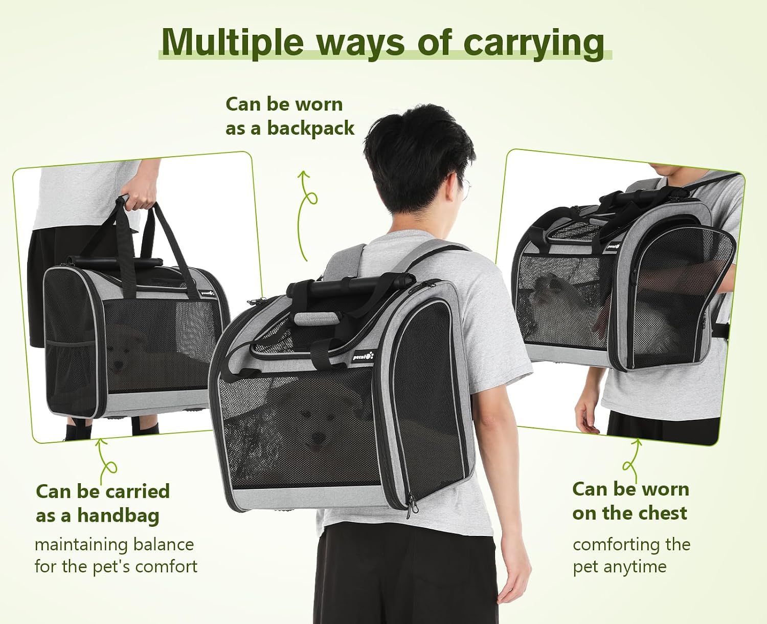 Detalle de pecute Mochila transportadora ventilada para gatos 1 unidad