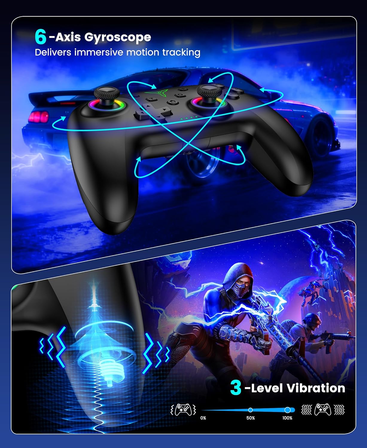 Thumbnail 3 de Switch 2 Controller für Switch/OLED/Lite mit Ladestation, RGB-Beleuchtung und Turbo-Funktionen