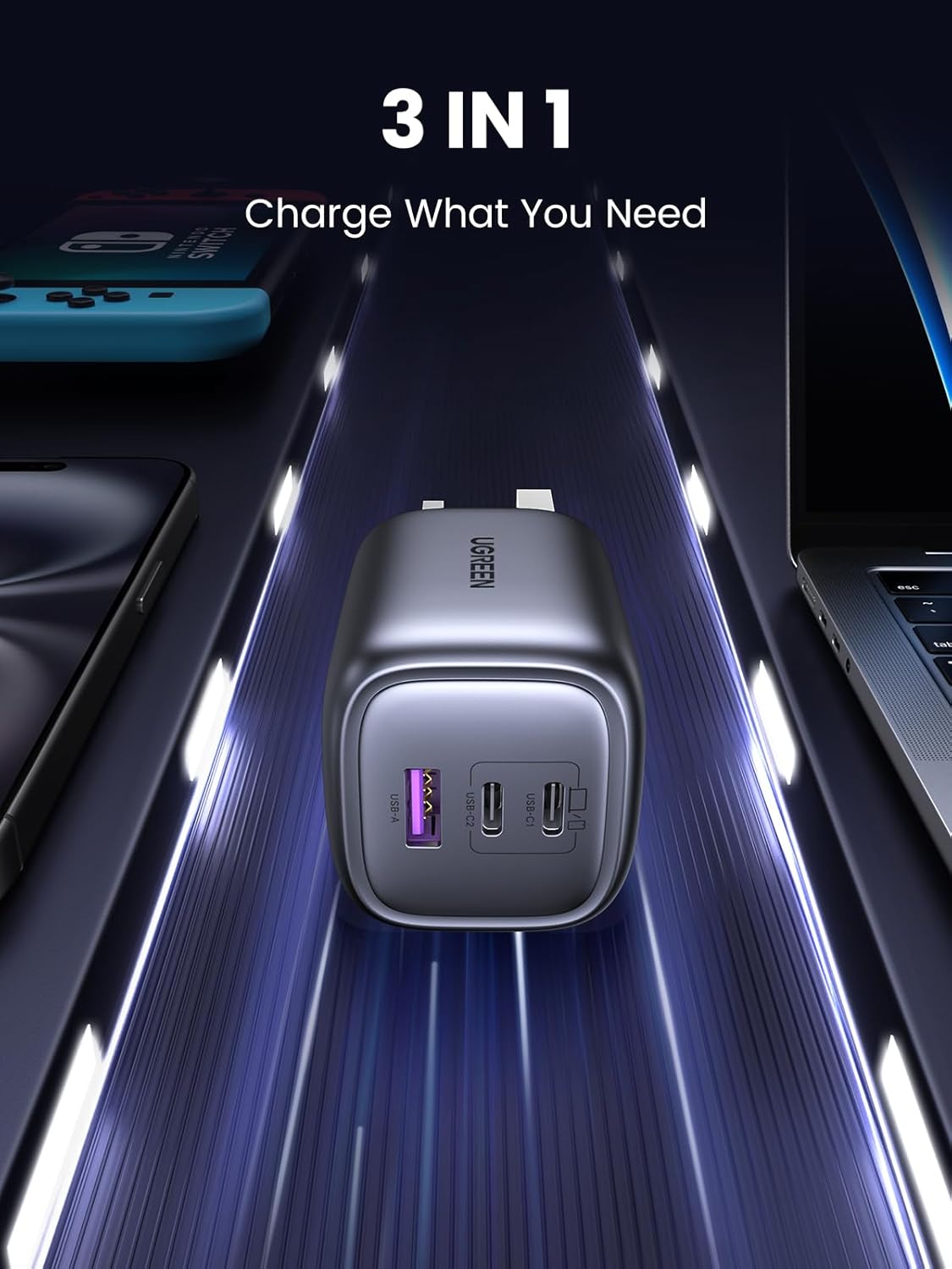 Thumbnail 3 de UGREEN Nexode 65W USB C charger with 3‑port USB‑C plug 🔌
