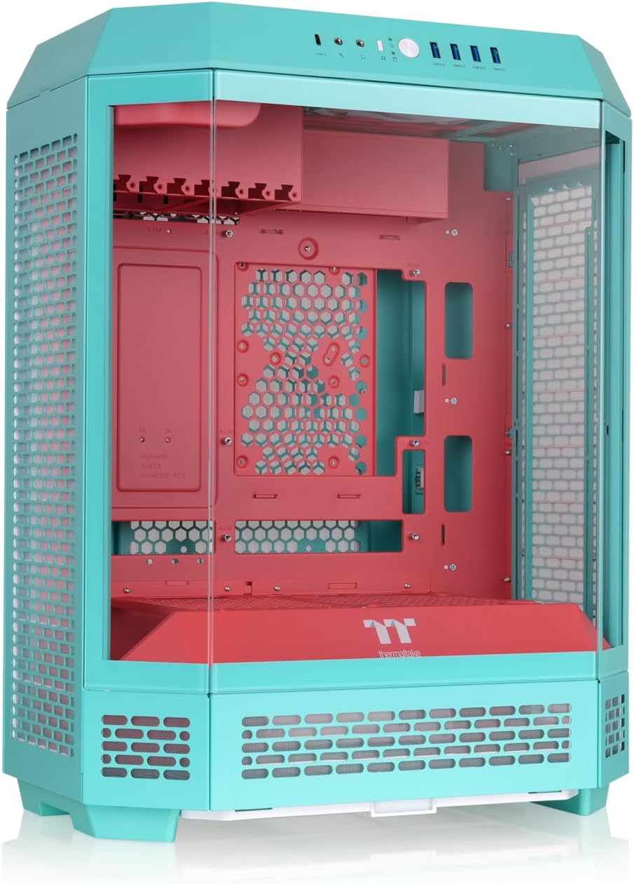 Detalle de Thermaltake The Tower 600 Mint Strawberry ミドルタワーPCケース 3面強化ガラス・ATX対応