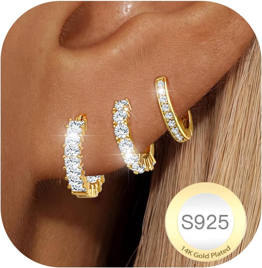 Thumbnail 6 de Halora 3 Paar Creolen aus Sterling Silber 925 mit AAAA+ Zirkonia – hypoallergenes Set für Damen