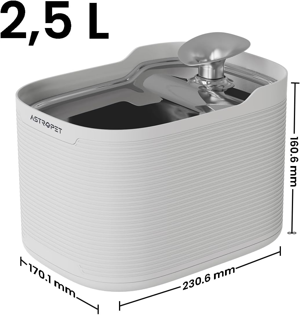 Thumbnail 6 de AstroPet 2,5L Katzenbrunnen Kabellos mit Bewegungsmelder – Edelstahl, 5200 mAh Akku, leise & filtertiges Trinkbrunnen-System