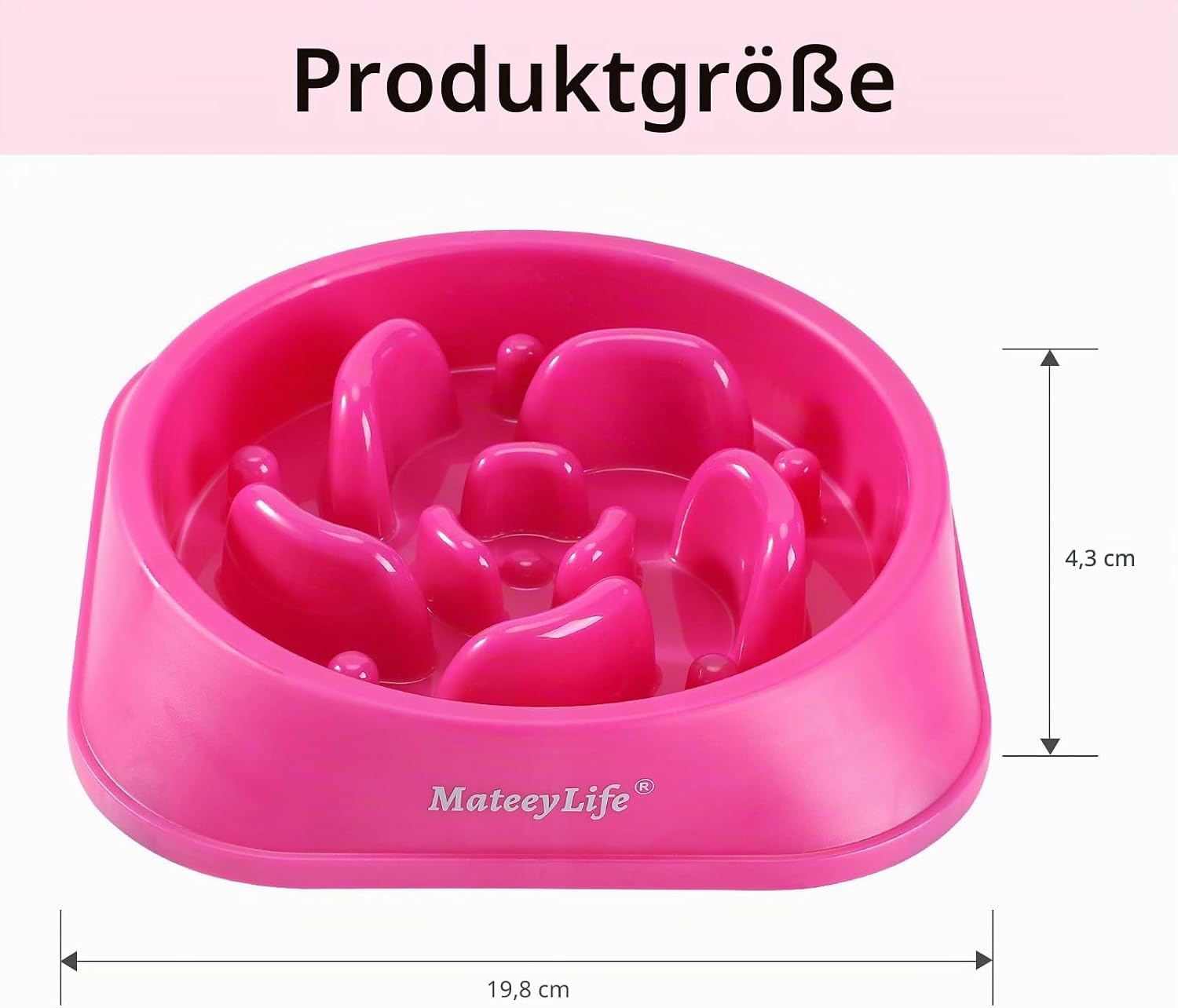 Detalle de Mateeylife Hundenapf – Anti-Schling Slow Feeder für mittelgroße bis große Hunde (Rosenrosa, 1 Stück)
