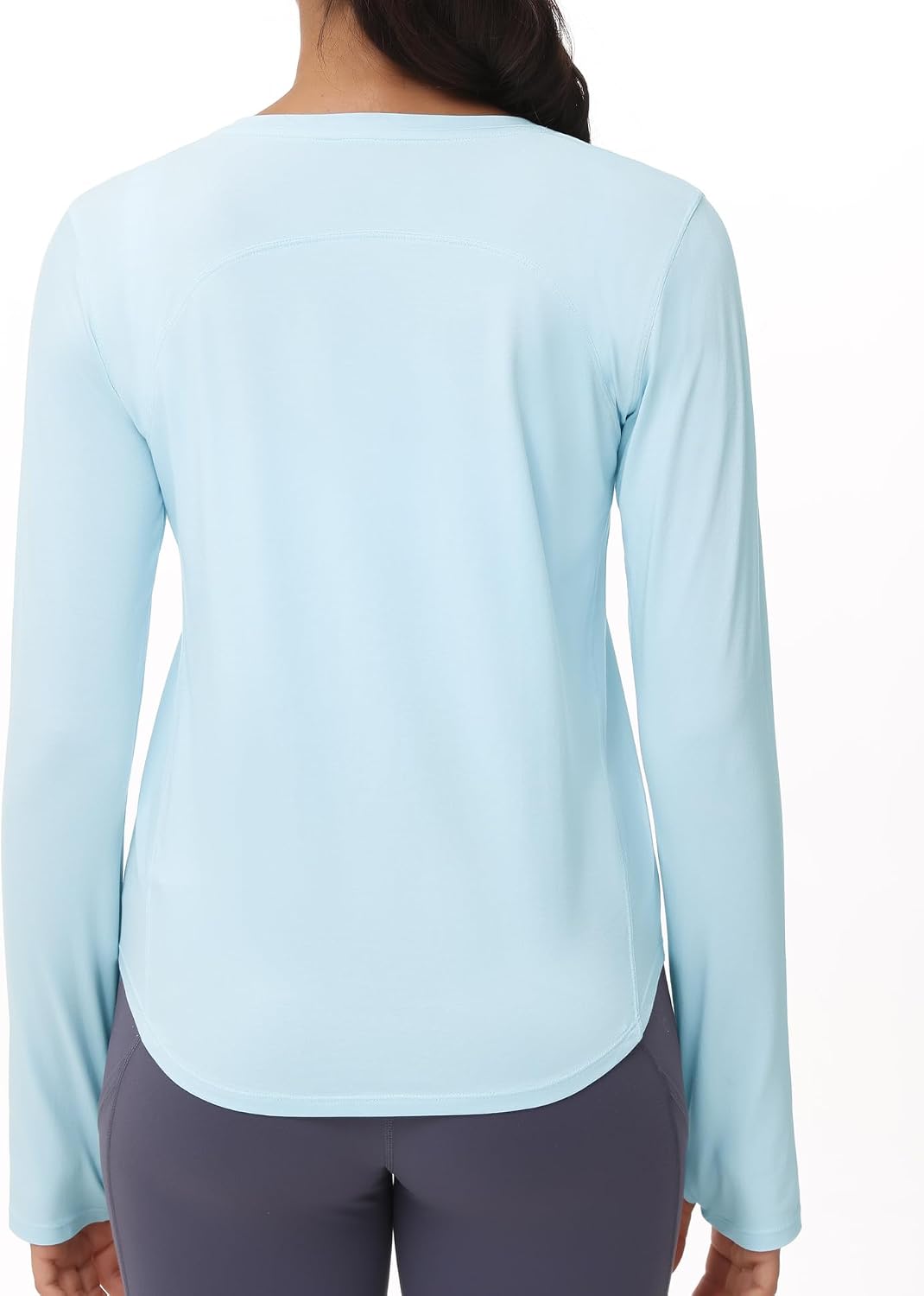 Detalle 2 de THE GYM PEOPLE Women's Long-Sleeve Sports Top, Crew Neck, Thumb Holes
