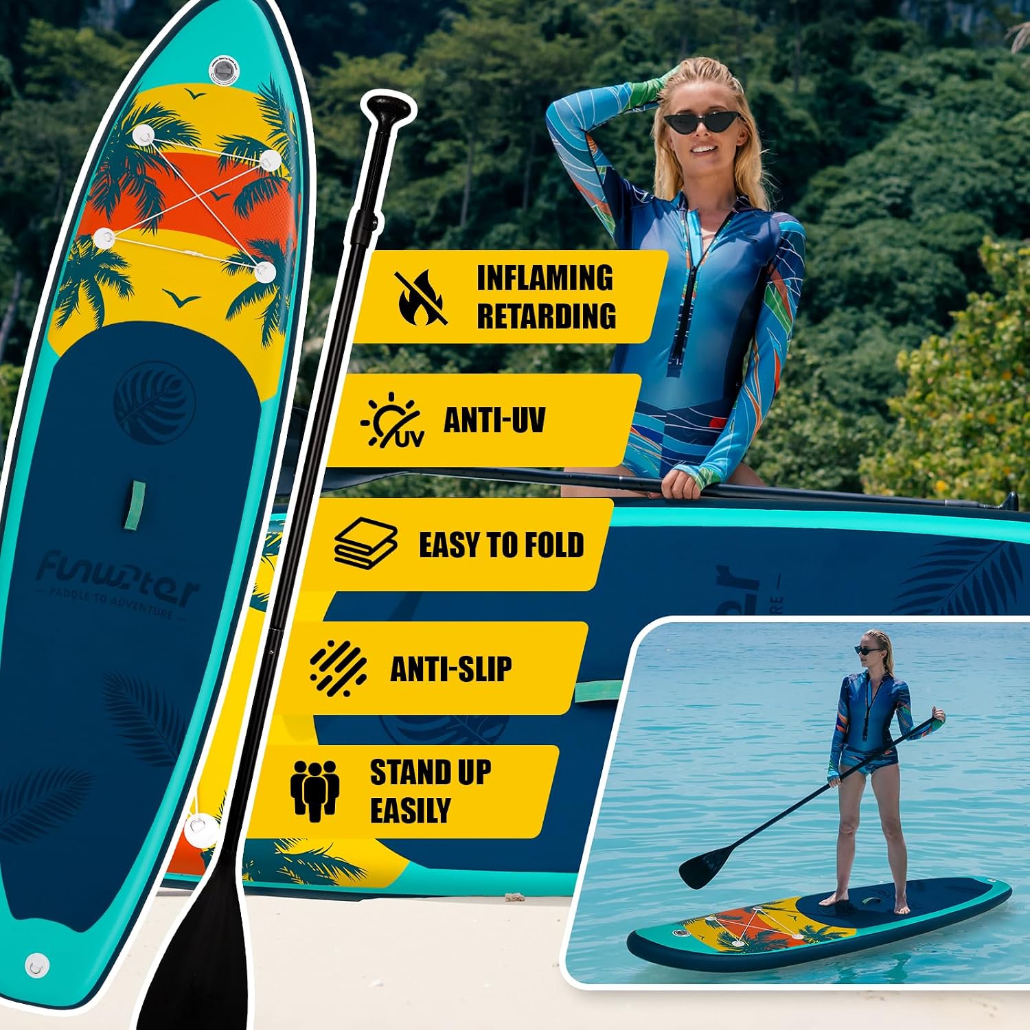 Thumbnail 2 de FunWater Inflatable SUP Board (11 ft / 10'6) — Large, stable, with EVA deck and complete accessories