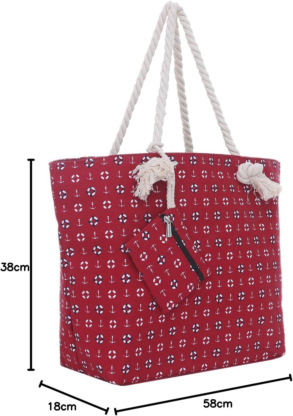 Thumbnail 6 de DonDon Strandtasche XXL mit Reißverschluss – Umhängetasche Damen, Shopper Beachbag mit Schulterriemen