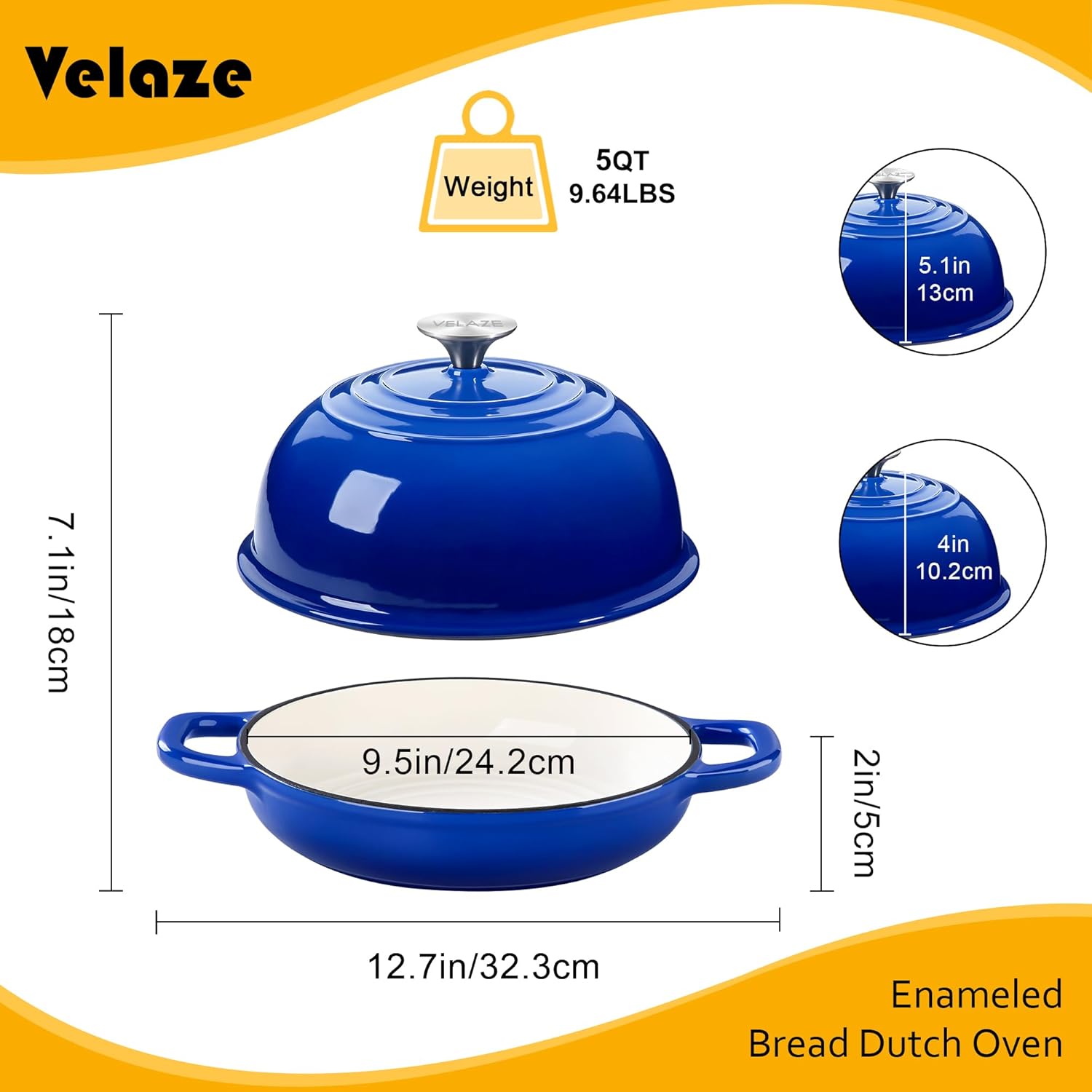 Detalle 2 de Velaze Olla de Hierro Fundido 4.8L Ø24cm 🥘