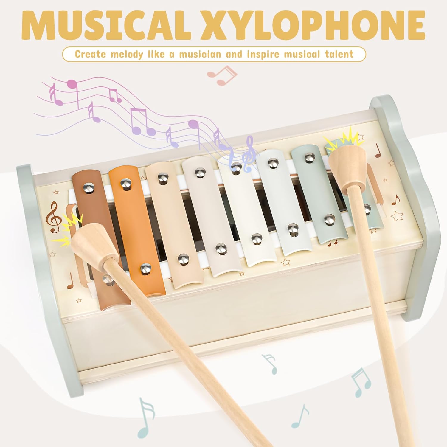 Thumbnail 2 de Joyreal Wooden Montessori Toys for 1 Year Old – Hammering Pounding Bench, Xylophone & Fishing Game