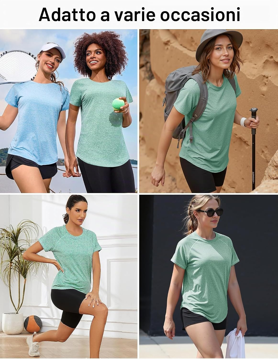 Detalle de Gyabnw Maglie Palestra Donna Manica Corta: Maglietta Sportiva Girocollo in Rete