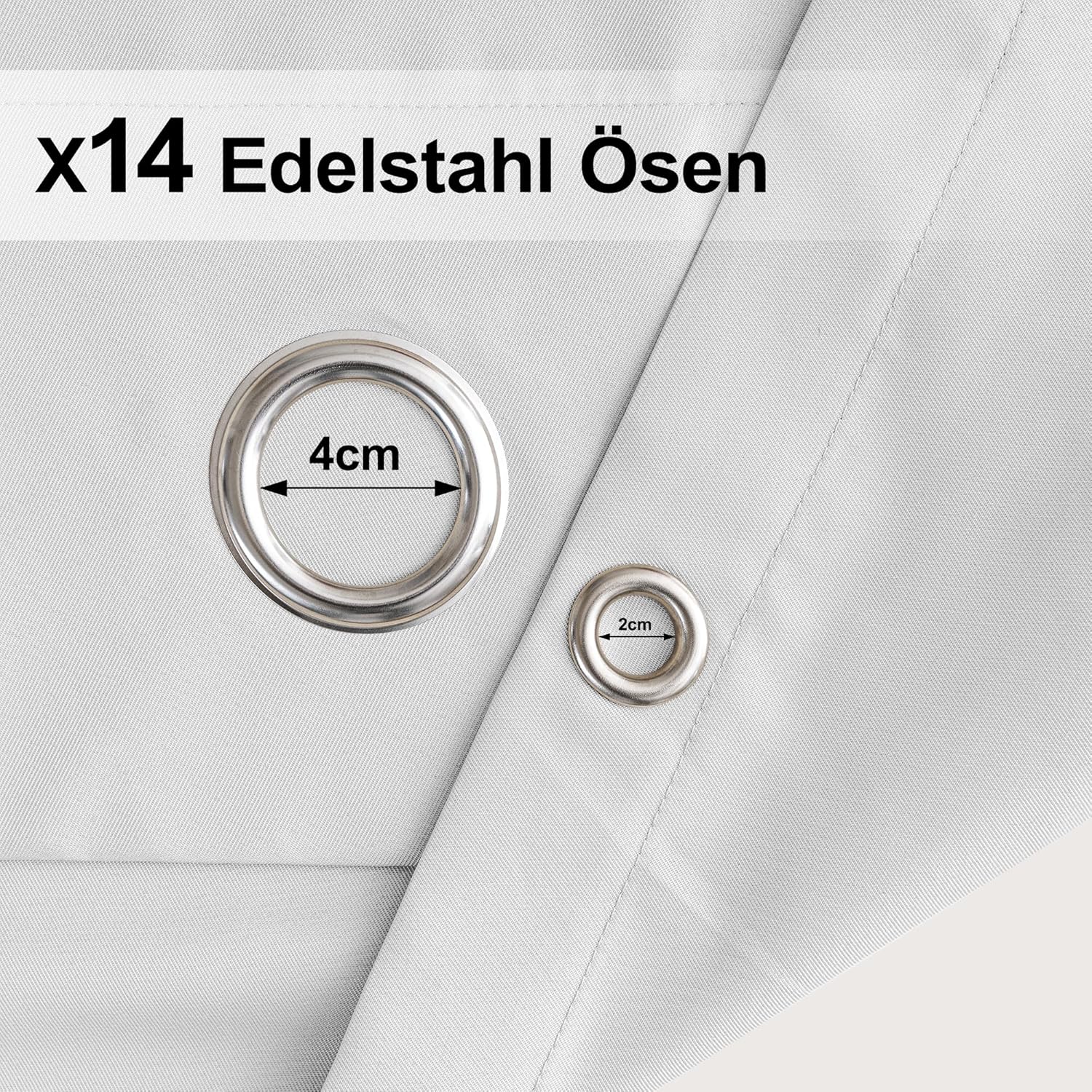 Thumbnail 2 de Clothink Outdoor Vorhang Wetterfest mit Ösen – 255x132 cm, Grau-Weiß
