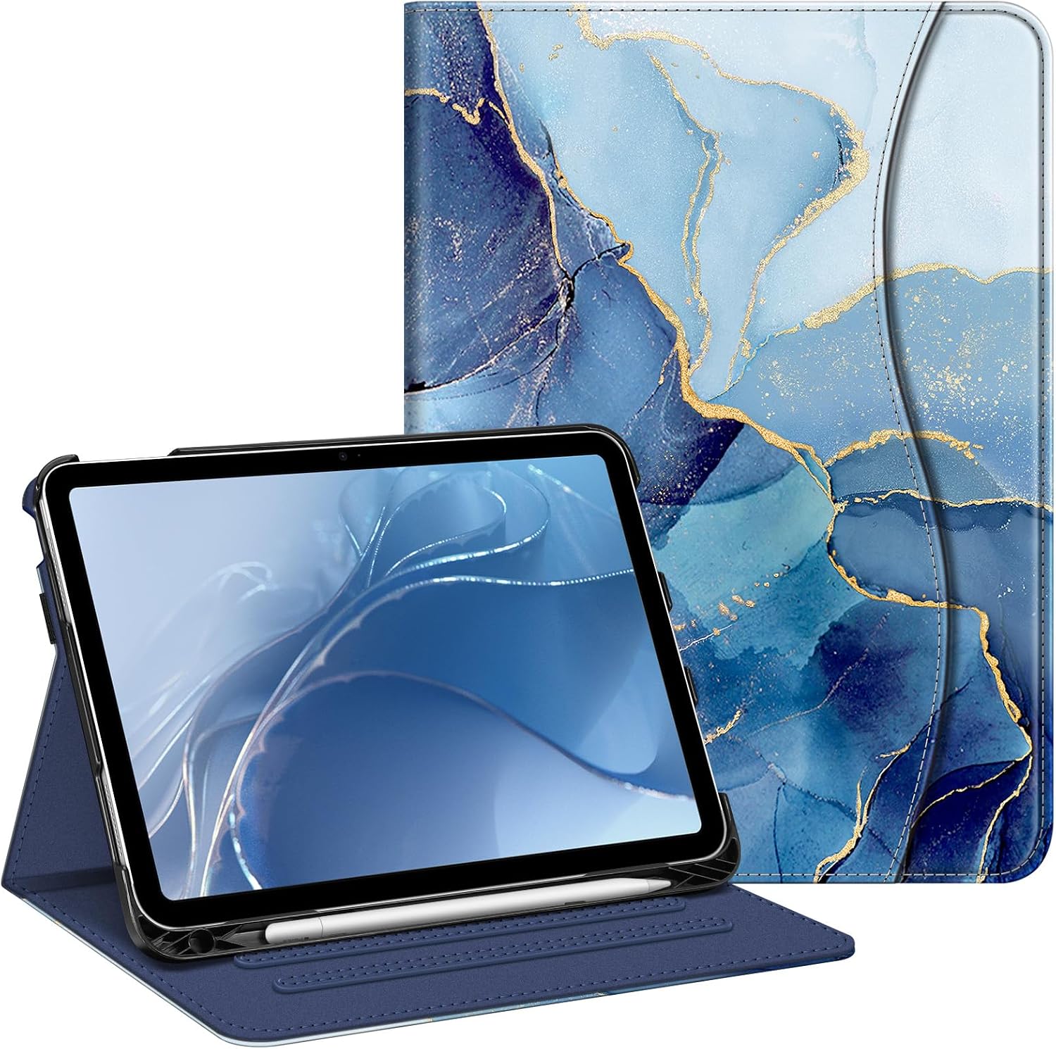 Detalle de FINTIE Case for iPad (A16) 11th Generation (2025) & iPad 10th Gen (2022) 10.9in – Ocean Marble, stand cover