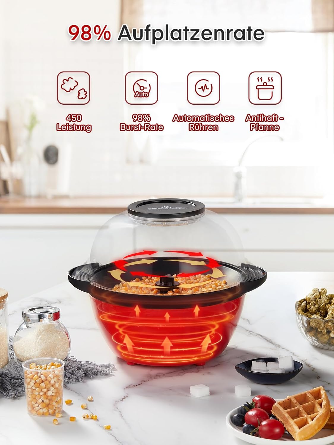 Thumbnail 4 de FOHERE Popcornmaschine 3.5L für Zuhause