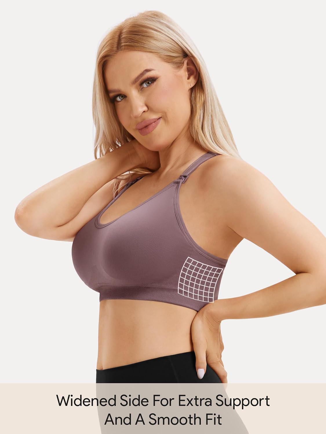 Detalle de HBselect Sport Schwangerschafts Still BH – nahtloser BH für Schwangerschaft, Stillen und Schlaf ohne Bügel