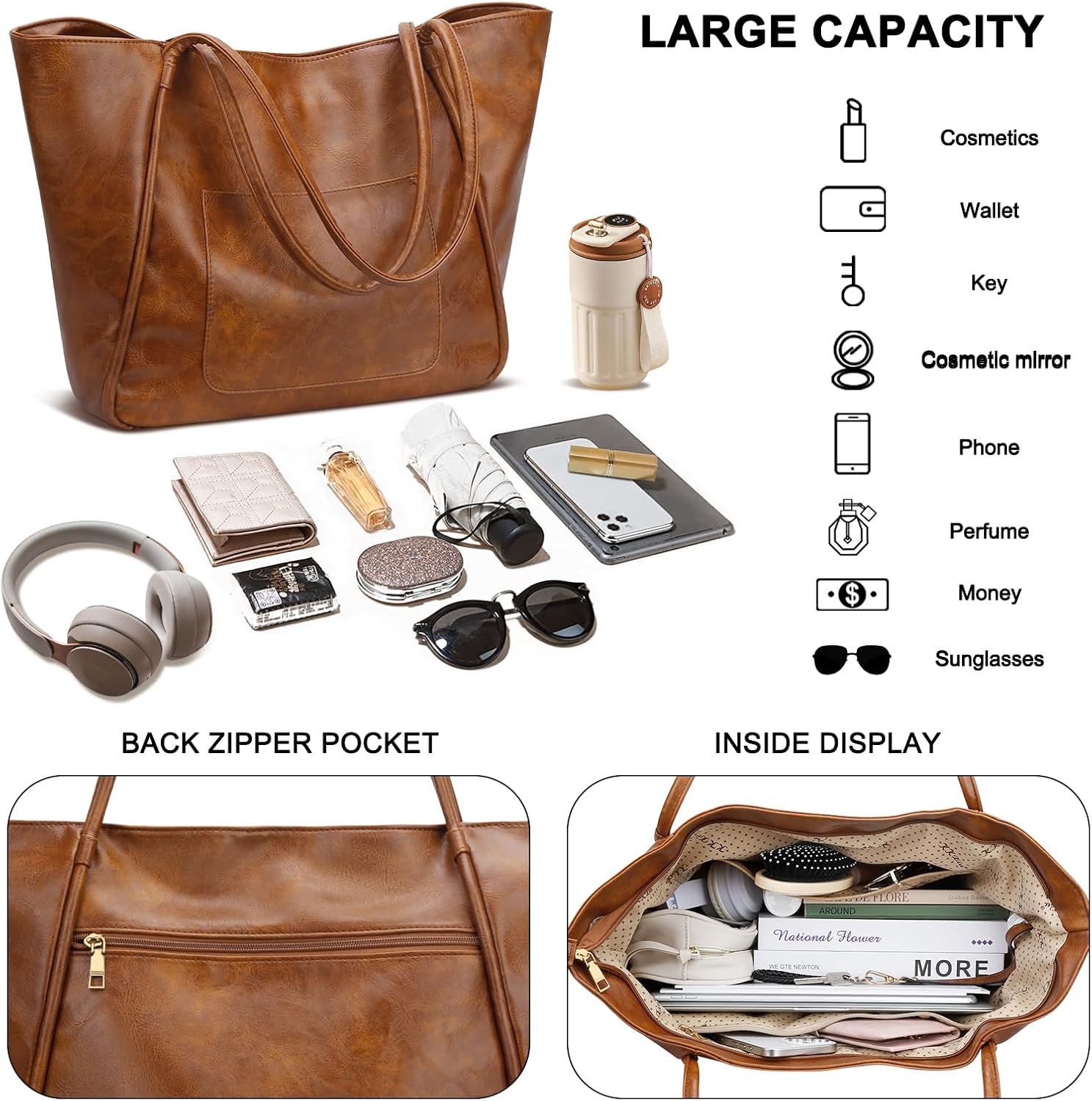 Detalle de KKXIU Women's Tote Bag in PU Leather