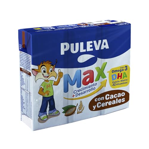 Detalle de Puleva Max Cereales y Cacao Leche Crecimiento +3 Años, Caja 10x3x200ml