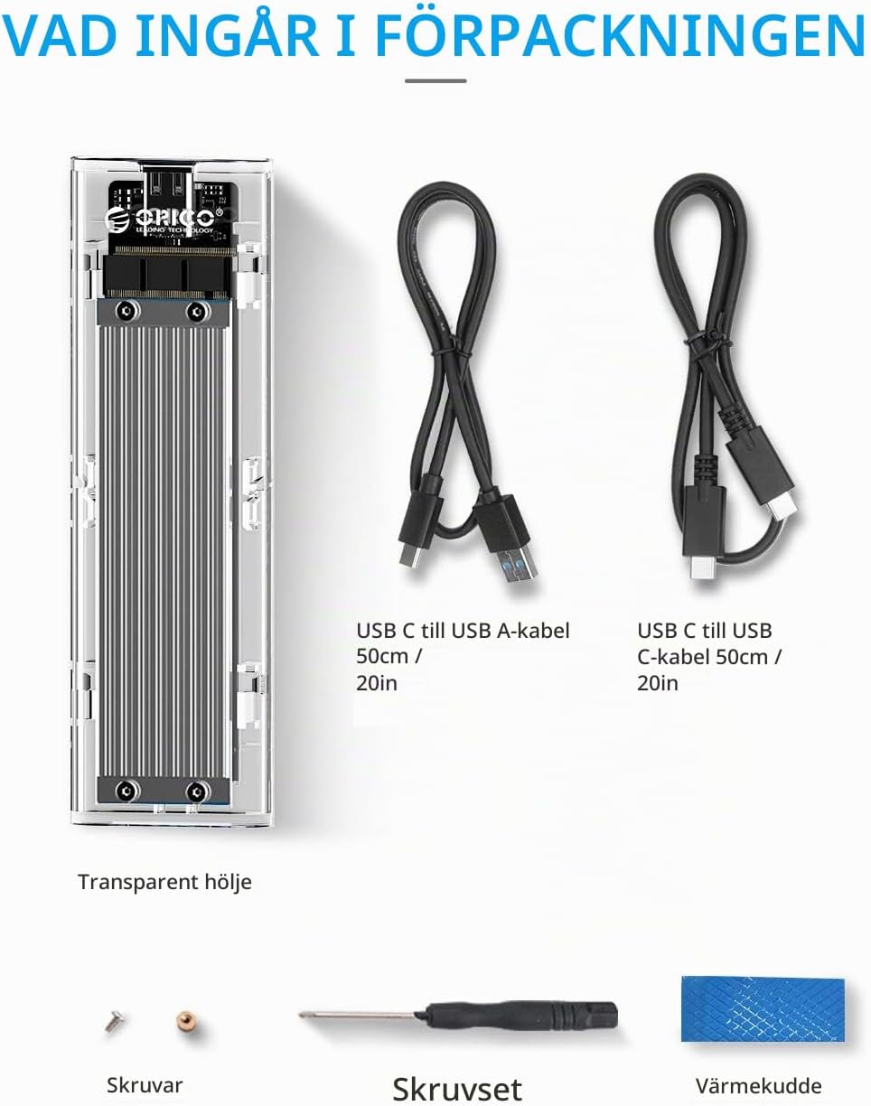 Thumbnail 6 de ORICO TCM2-C3 M.2 NVMe-kabinett, USB-C 10 Gbit/s, M-Key 2230–2280