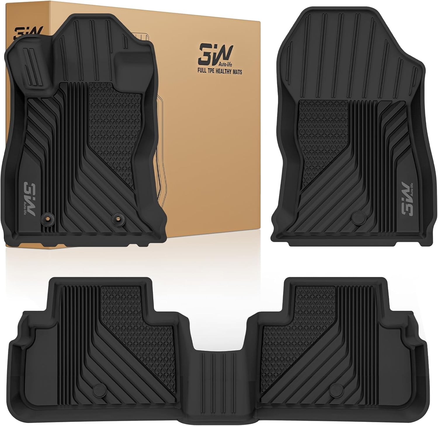 3W Custom Fit All Weather Floor Mats for Subaru Forester 2019-2024 – Full Set, TPE, Edge-to-Edge Coverage