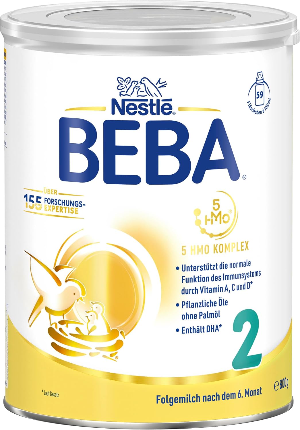 Thumbnail 1 de BEBA 2 Folgemilch nach dem 6. Monat – 3er Pack (3 × 800 g) mit 5 HMO-Komplex, Nur Laktose, Ohne Palmöl
