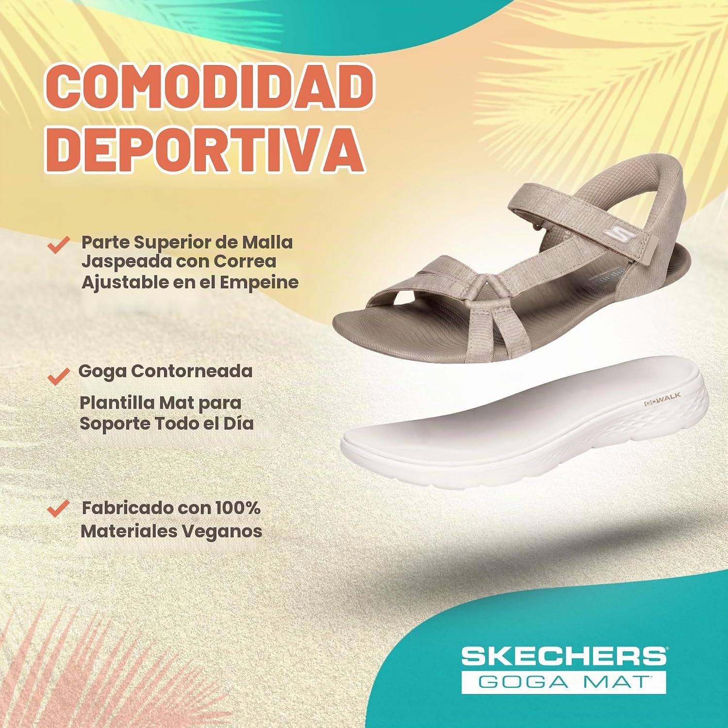 Thumbnail 6 de Skechers Mujer Go Walk Flex Sandal Illuminate Slip-In Taupe Textile (38 EU)