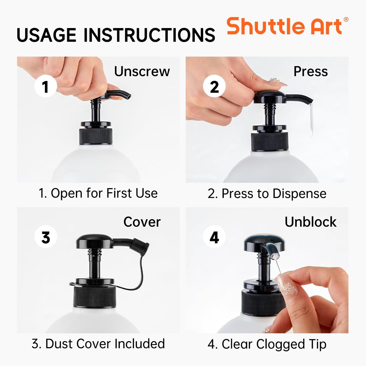 Thumbnail 6 de Shuttle Art White Acrylic Paint (Titanium White) 33.8oz/1000ml pump bottle