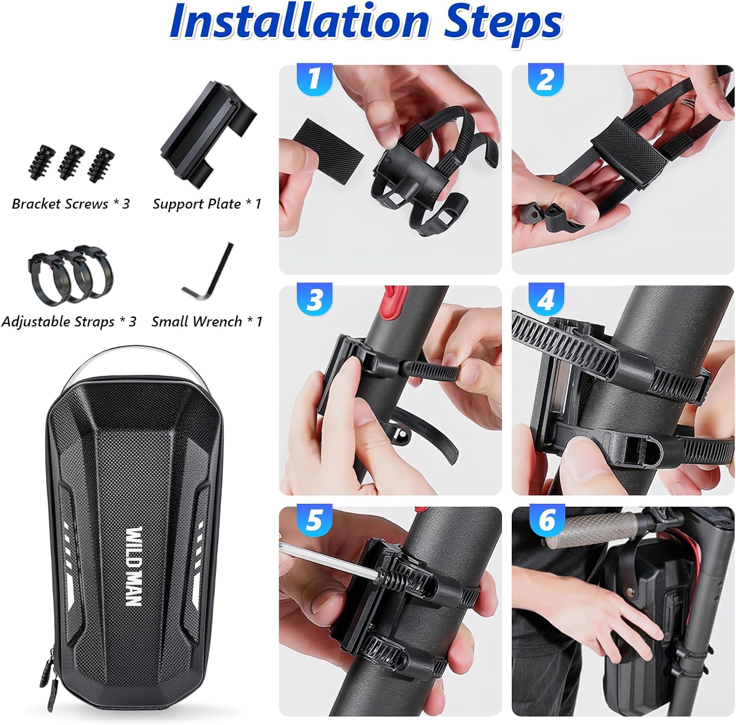Detalle de flintronic Scooter Tasche: 2L/3L Lenker-Tasche aus EVA, wasserdicht für Elektroroller – kompatibel mit M365/M365 Pro, Segway ES1/ES2/ES3 u. a.