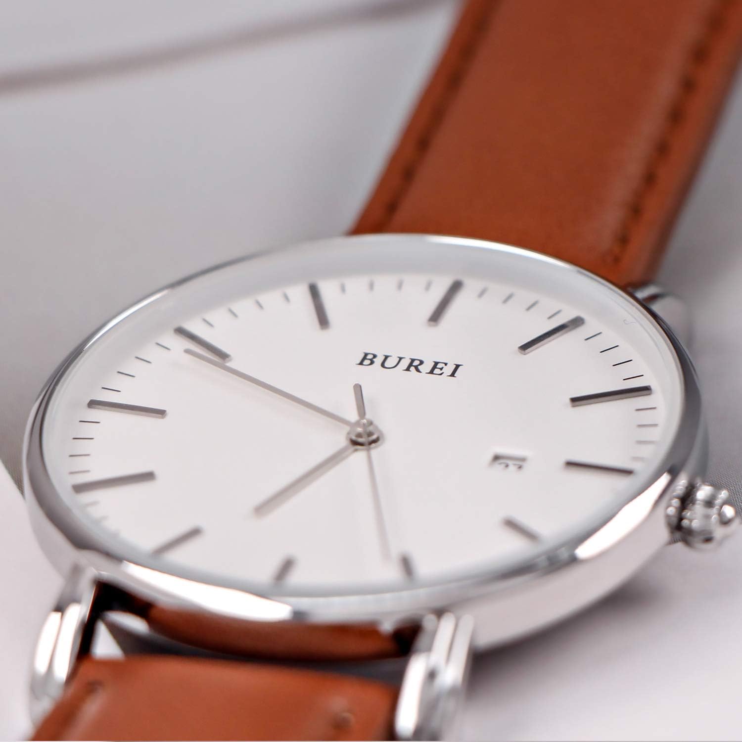 Detalle 2 de BUREI Herren-Armbanduhr Quarzuhr 30 m