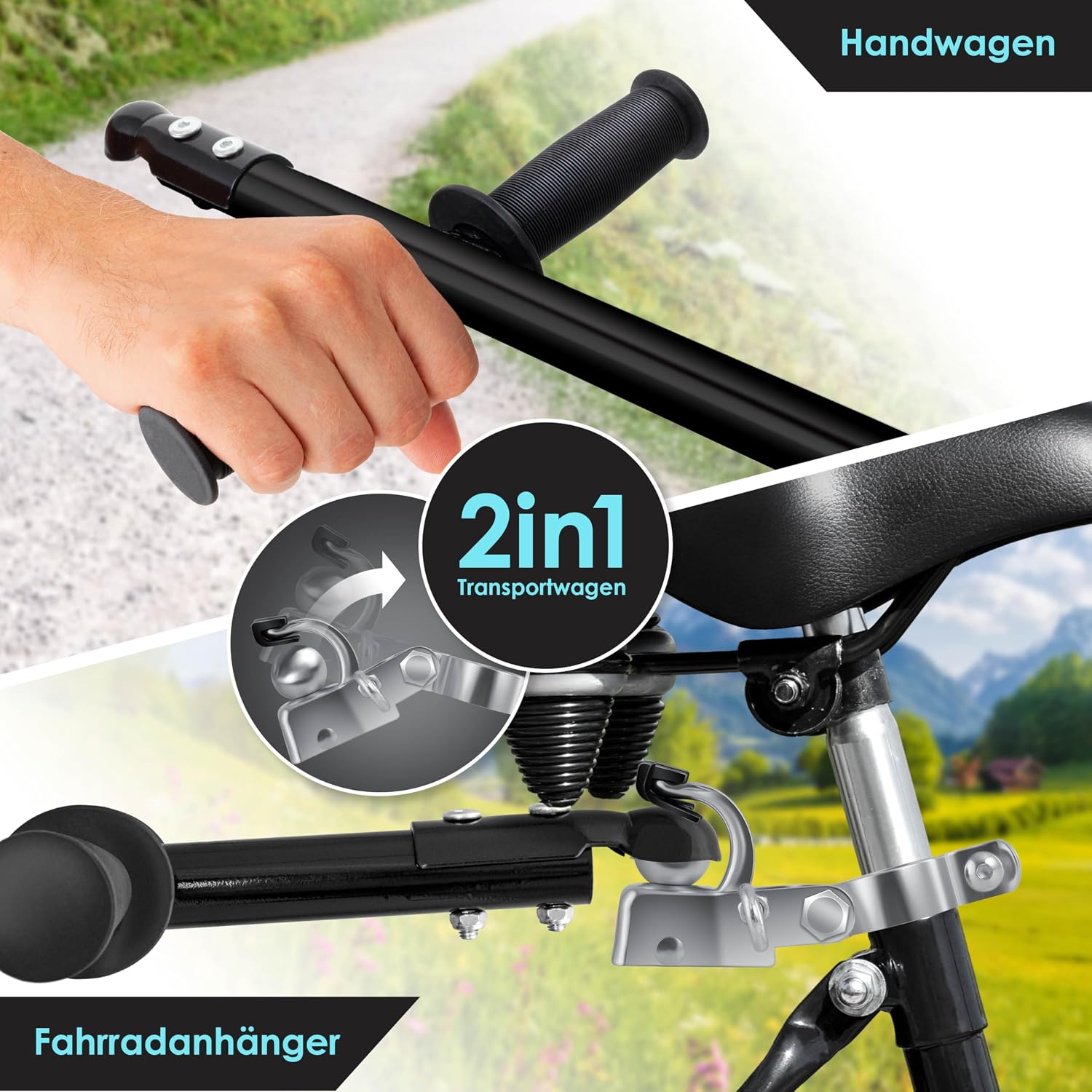 Thumbnail 2 de KESSER Fahrradanhänger mit Kupplung und Hochdeichsel – Lastenanhänger für Transportbox 70 Liter (für 2 Bierkästen)