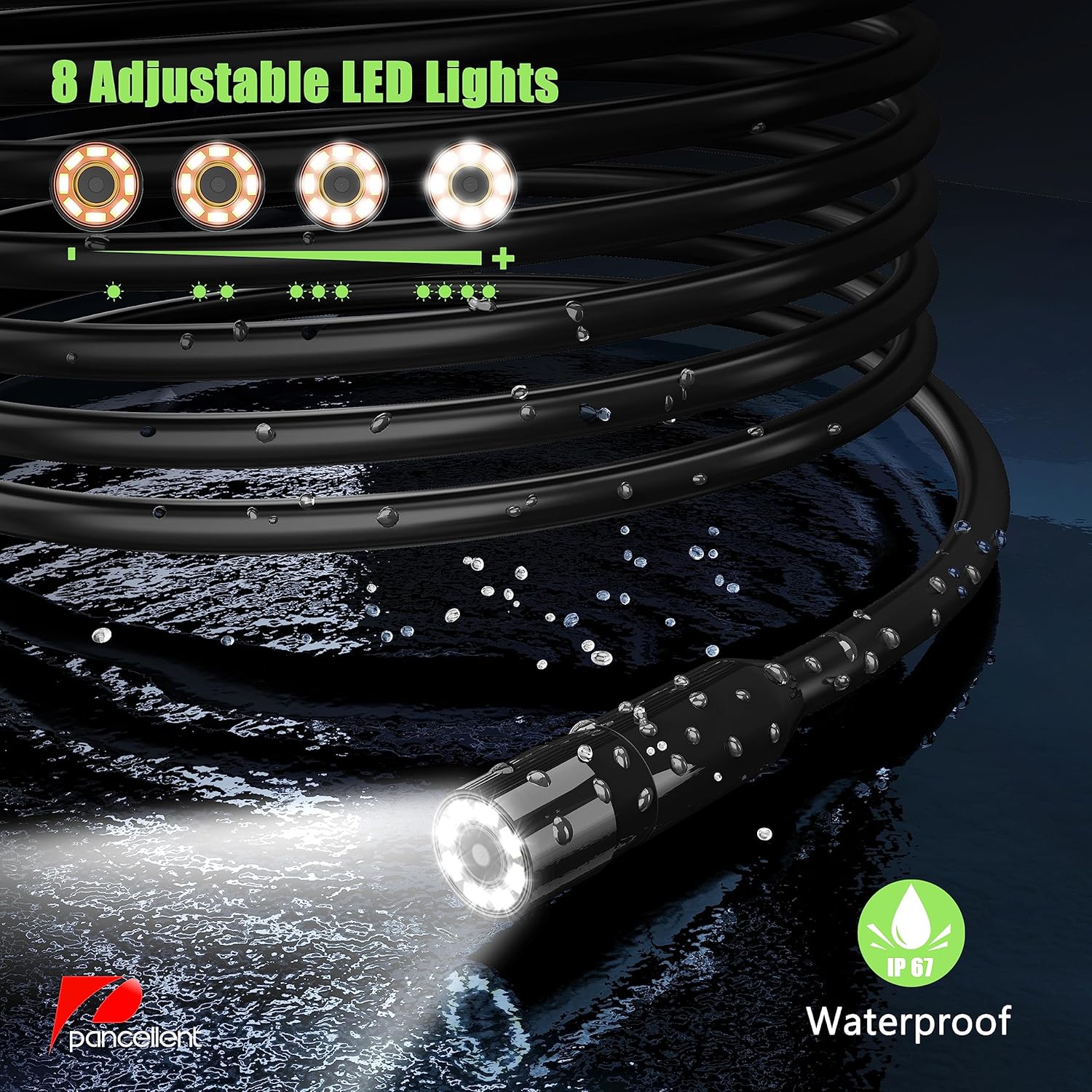Thumbnail 4 de Pancellent 1920P Endoscope Camera with Light – 5m Semi-Rigid Sewer Borescope with 2.4" IPS Display