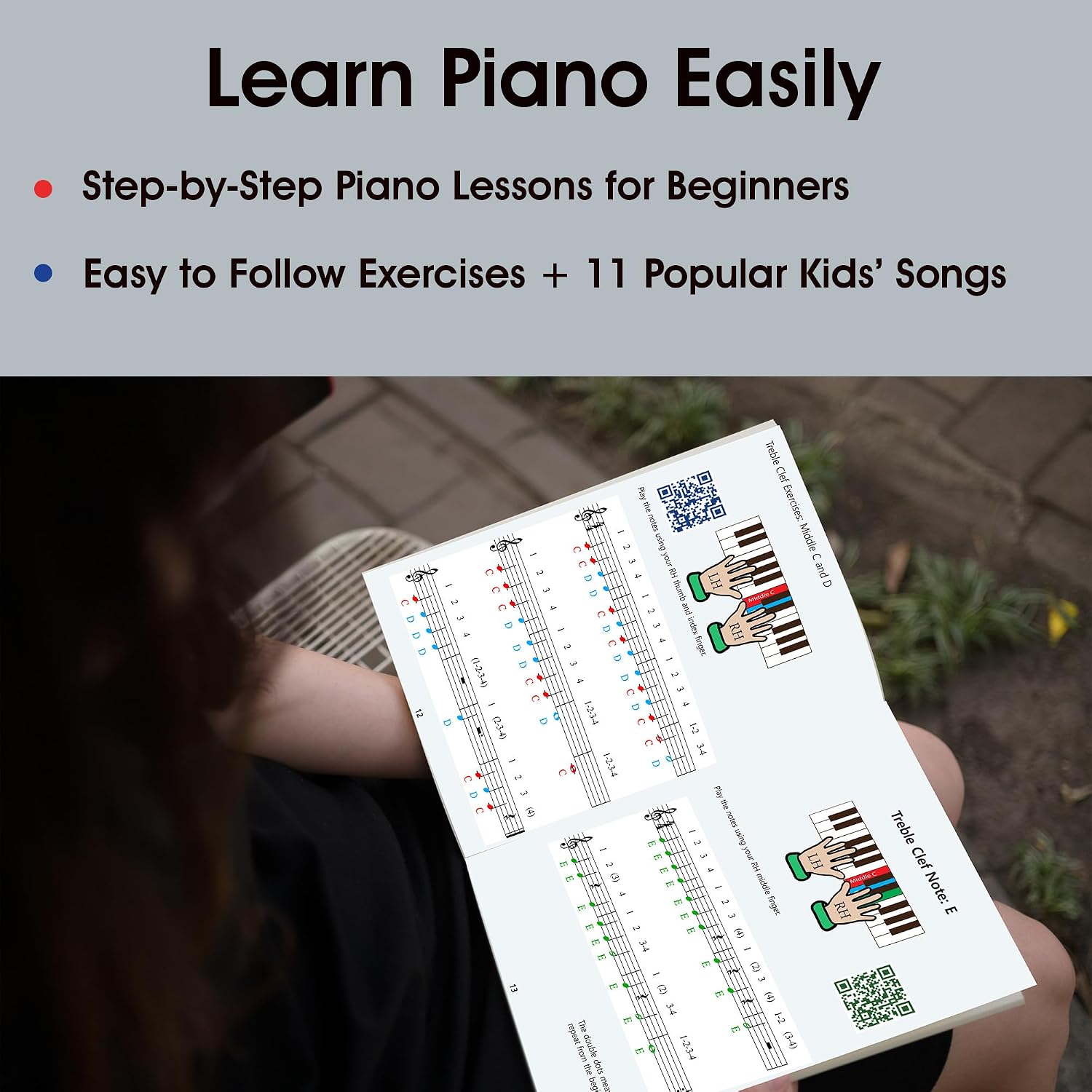 Detalle de QMG Piano note chart with 56-page lesson book