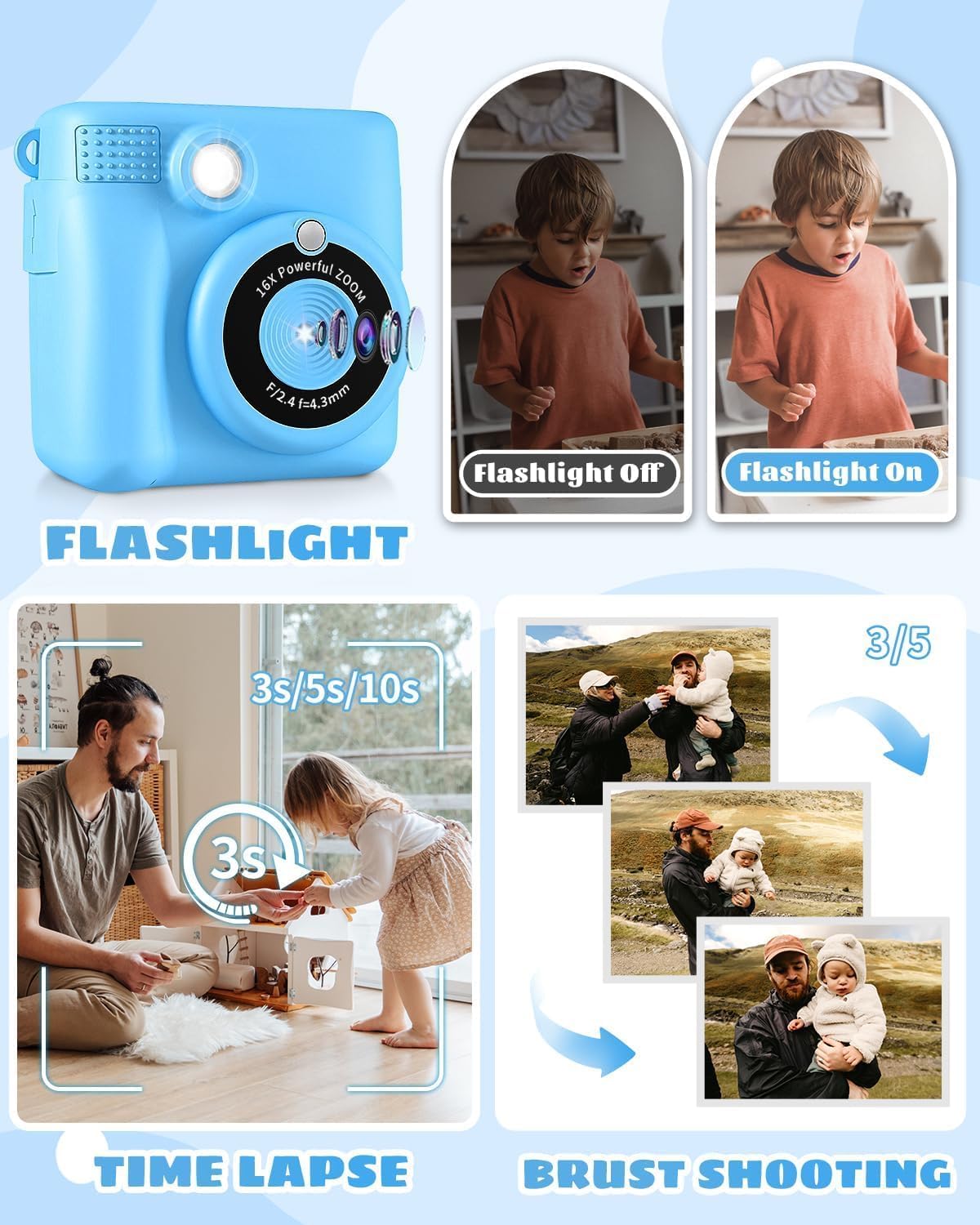 Detalle 2 de Instant Print Camera 1080P kids camera with 32GB