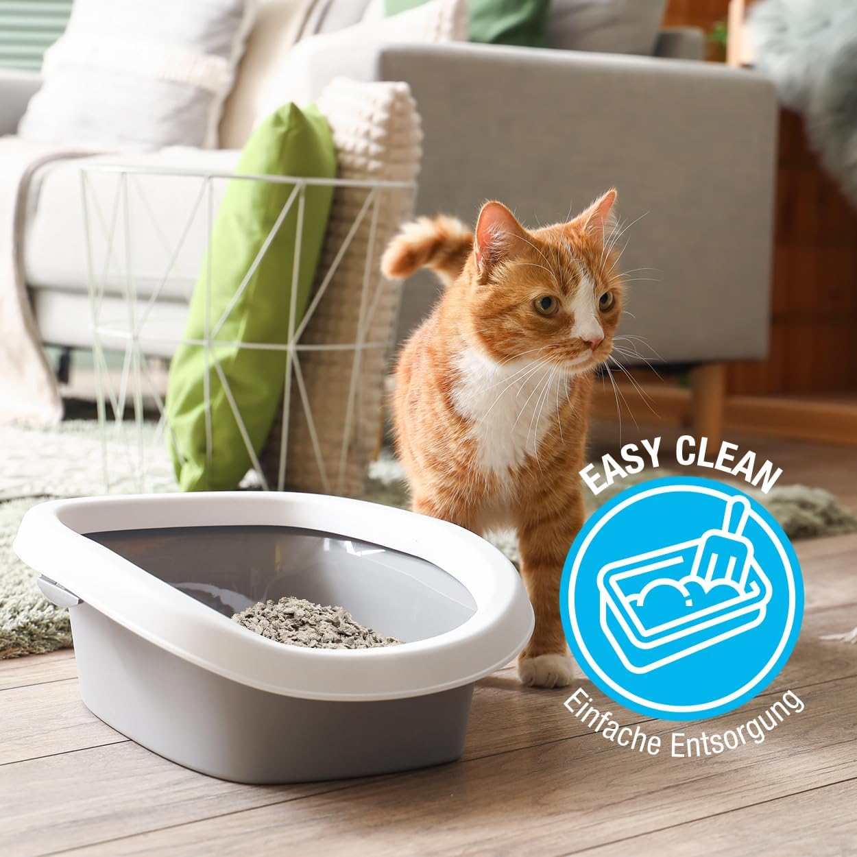 Detalle de Anibest Litière agglomérante pour Chat 10 l, 4,5 kg – sachets pratiques et compostable