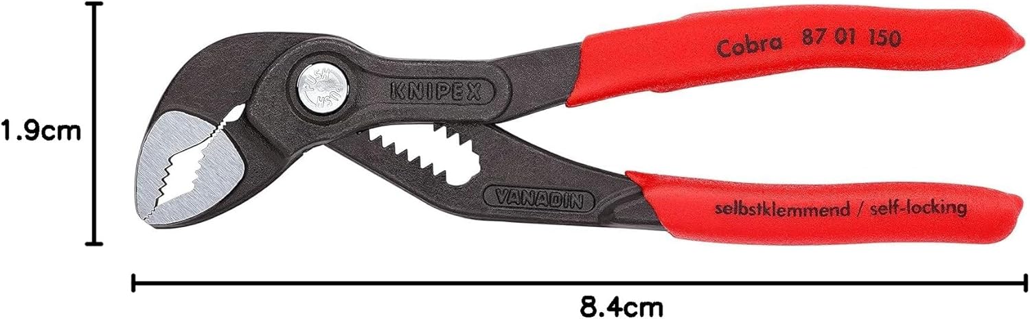 Detalle de KNIPEX Cobra pinza regolabile 150 mm 87 01 150: precisione automatica per tubi e dadi